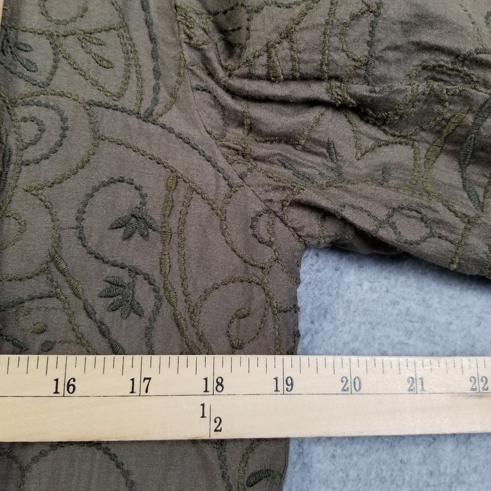 Coldwater Creek Blazer Women PS Petite Small Green Embroidery Jacket Artsy Open - Picture 10 of 10